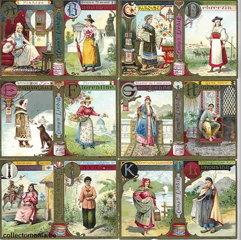 Chromo Trade Card 0609 (Alphabet - femmes) 1- 12