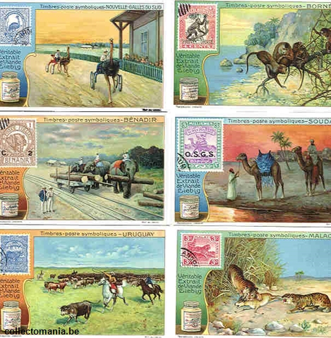 Chromo Trade Card 1093 Timbres-poste symboliques  ( Postzegels