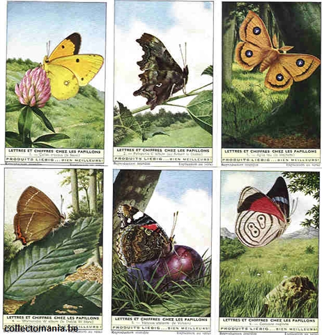Chromo Trade Card 1759 Lettres et chiffres chez les papillons