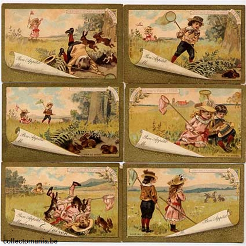 Chromo Trade Card T2 Children and Hares 1892